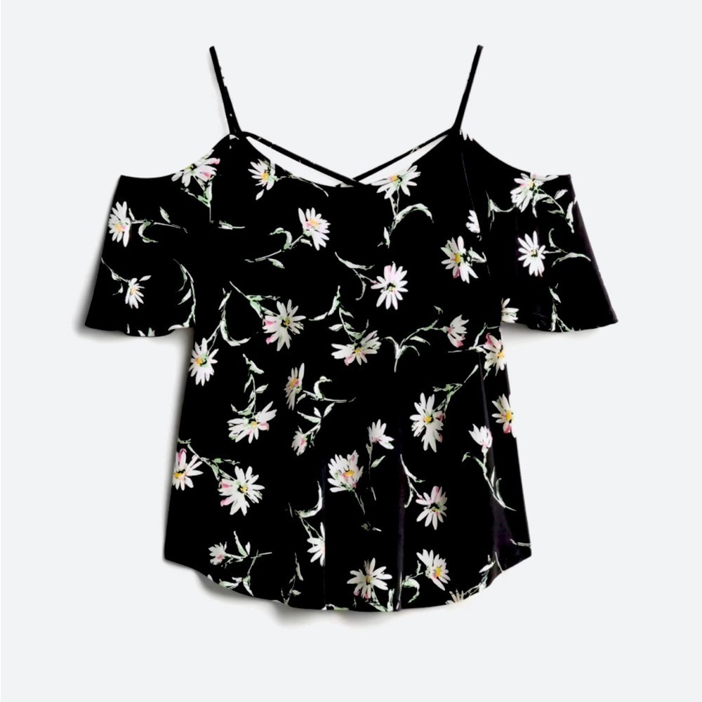 Kaileigh Stitch Fix Valette Back Detail Cold Shoulder Knit Top Printed Blouse - Picture 1 of 6